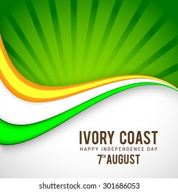 Vector Illustration of a wave in flag color for independence day of Ivory coast. 