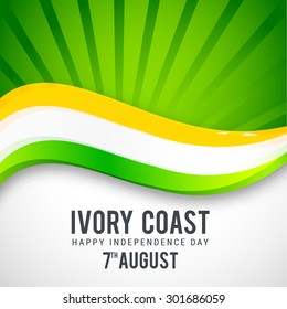 Vector Illustration of a wave in flag color for independence day of Ivory coast. 