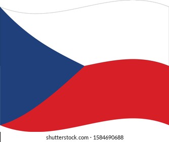 Vector illustration of Wave flag of Czech Republic on white background