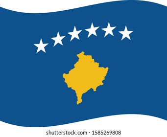 Vector illustration of Wave flag of Kosovo on white background