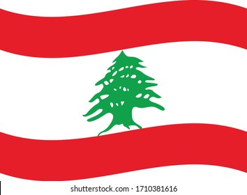 vector illustration of Wave flag of Lebanon