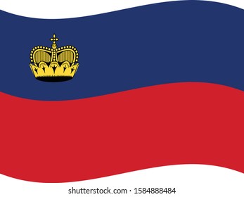 Vector illustration of Wave flag of Liechtenstein on white background