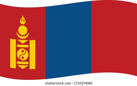 vector illustration of Wave flag of Mongolia