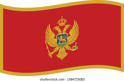 Vector illustration of Wave flag of Montenegro on white background