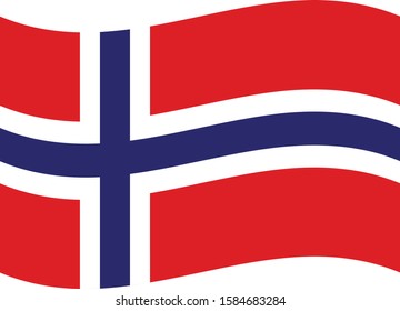 Vector illustration of Wave flag of Norway on white background
