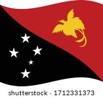 vector illustration of Wave flag of Papa New Guinea