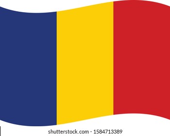 Vector illustration of Wave flag of Romania on white background