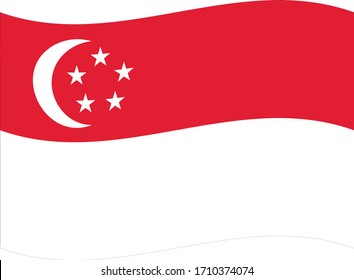vector illustration of Wave flag of Singapore