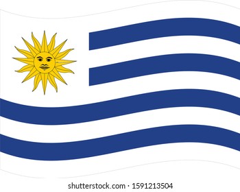 vector illustration of Wave flag of Uruguay