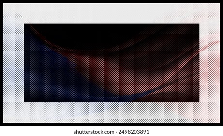 Vector illustration of a wave form in a halftone pattern with vibrant red, blue, and black hues, ideal for enhancing the style of your home or office decor.