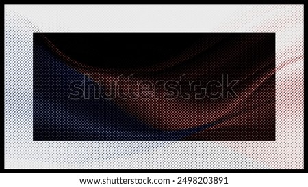 Vector illustration of a wave form in a halftone pattern with vibrant red, blue, and black hues, ideal for enhancing the style of your home or office decor.