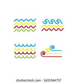 Vector illustration, wave icon template, can be used for topics surf, beach, ocean, sea, water