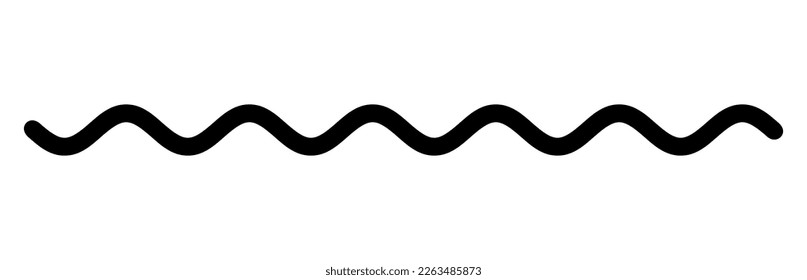 Vector illustration of a wave line, zigzag or curved line on white background.