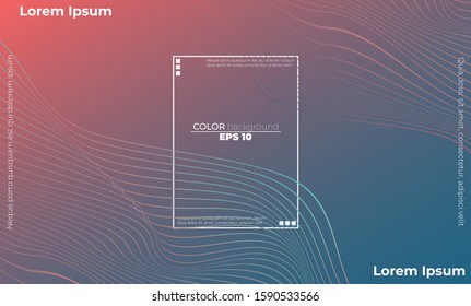 Vector illustration. Wave with lines created using blend tool. Curved wavy line, smooth stripe. gift card, desktop, poster template,  landing page, ui, ux ,cover book,  baner, social media posted,