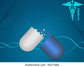 Vektorgrafik von Wellenmedizinischem Hintergrund mit Kapseln , medizinisches Symbol auf Wellenhintergrund.