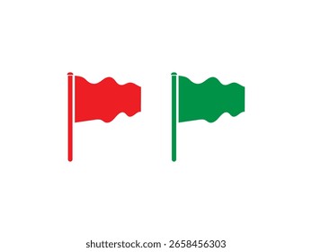 Ilustración vectorial de la bandera roja de la onda y de la bandera verde