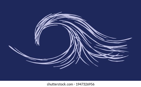 Vector illustration of wave in rustic and stripped strokes.
