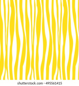 Vector illustration of wave striped textured monochrome background. Geometric modern template with horizontal straight yellow and white curved line for abstract pattern.
