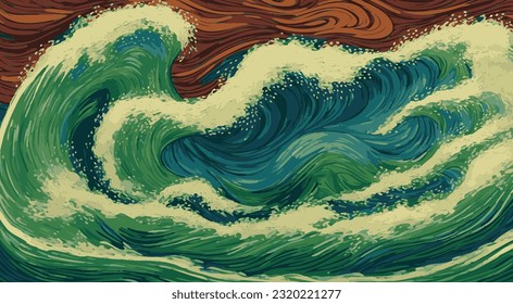 Vektorgrafik einer Welle im Stil von Vincent van Gogh