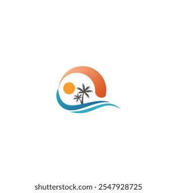 Vector illustration wave and sunset logo template
