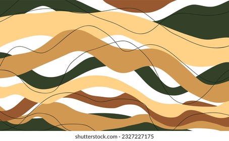 vector illustration waves animal wavy background wallpaper clothing textiles t-shirt carpet rug abstraction wrapping paper camouflage autumn design geometric backdrop template brown beige green lines