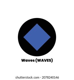 Vector illustration of Waves (WAVES) cryptocurrency logo, symbol in a white background.