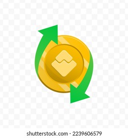 Ilustración vectorial de la divisa Waves. Descuento por concepto de dinero con bonificación de reembolso. Diseño sencillo sobre fondo transparente (PNG).