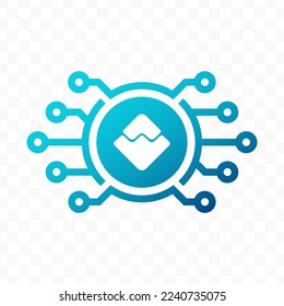 Ilustración vectorial del icono de la moneda digital Waves en color azul y fondo transparente (PNG).