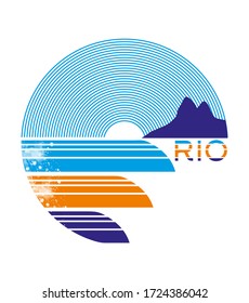 Vector illustration of waves in graphic style in the city of Rio de Janeiro.