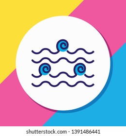 Vector illustration of waves icon colored line. Beautiful nautical element also can be used as sea icon element.