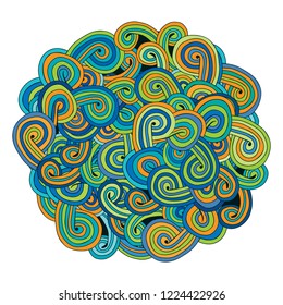 Vector illustration. Waves seamless patterns. Blue, blue and turquoise waves. The nature of the Zentangle style. Design a fabric or wallpaper.