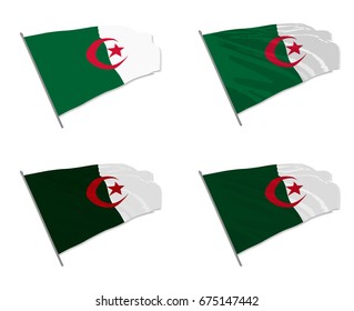 Vector illustration of waving Algeria flag with different 3d effects