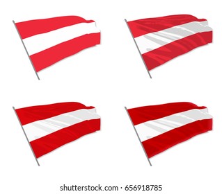 Vector illustration of waving Austria flag with different 3d effects
