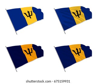 Vector illustration of waving Barbados flag with different 3d effects