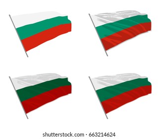 Vector illustration of waving Bulgaria flag with different 3d effects