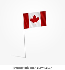 Vector Illustration of a waving Canadian flag on a flag pole. 