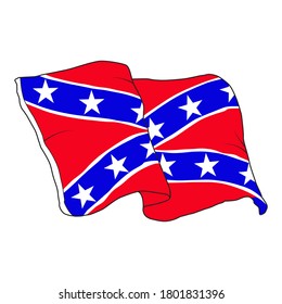Vector Illustration of a waving Confederate flag