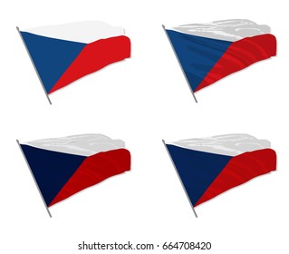 Vector illustration of waving Czech Republic flag with different 3d effects