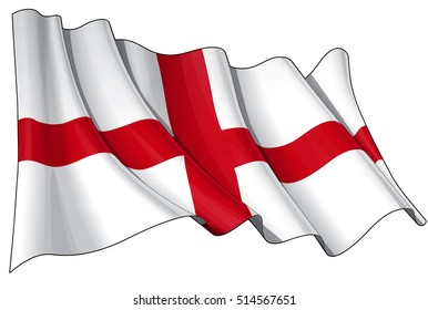 Vector Illustration of a waving English flag. All elements neatly organized. Lines, Shading & Flag Colors on separate layers for easy editing.