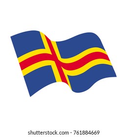 Vector illustration waving flag of Aland Island icon. Aland Island flag flag button isolated on white background