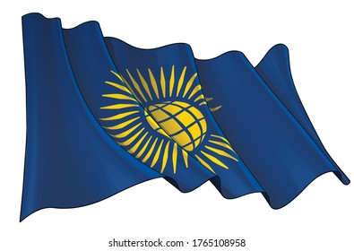 Vector illustration of a Waving Flag of British Commonwealth.  All elements neatly on well-defined layers and groups.
