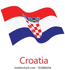 Vector illustration waving flag of Croatia icon. Croatia flag button isolated on white background