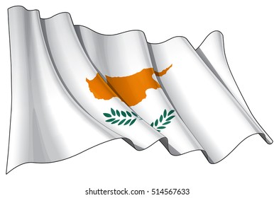 Vector Illustration of a waving flag of Cyprus. All elements neatly organized. Lines, Shading & Flag Colors on separate layers for easy editing.