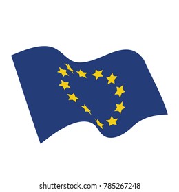 Vector illustration waving flag of European Union icon. EU flag button isolated on white background