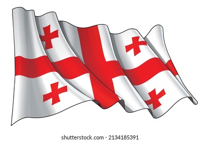 Vector illustration of a Waving Flag of Georgia. All elements neatly on well-defined layers and groups.