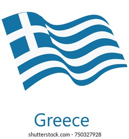 Vector illustration waving flag of Greece icon. Greece flag button isolated on white background
