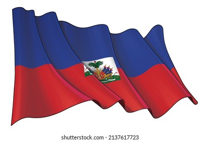 Vector illustration of a Waving Flag of Haiti. All elements neatly on well-defined layers and groups.