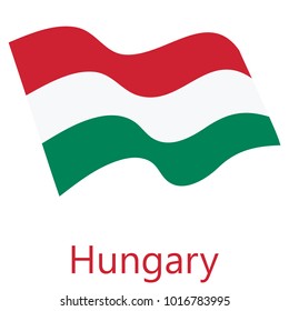 Vector illustration waving flag of Hungary icon. Hungary flag button isolated on white background