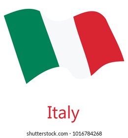 Vector illustration waving flag of Italy icon. Italy flag button isolated on white background