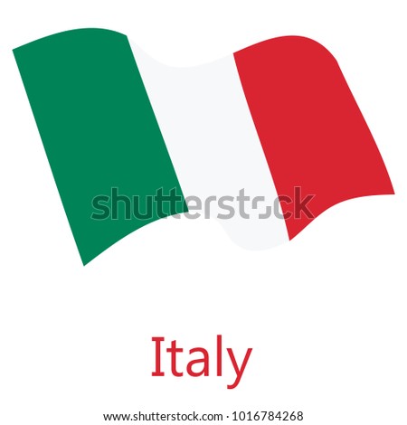 Vector illustration waving flag of Italy icon. Italy flag button isolated on white background